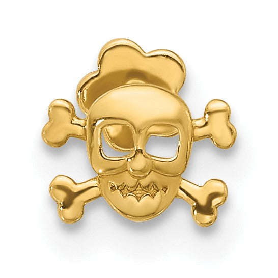 14K 18 Gauge Skull and Crossbones Screwback Cartilage Body Jewelry