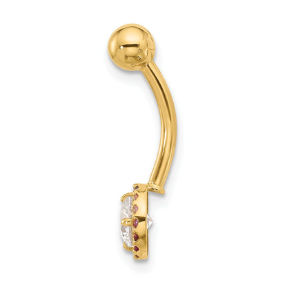 14k 14 Gauge Polished Rainbow CZ Halo Navel/Belly Ring