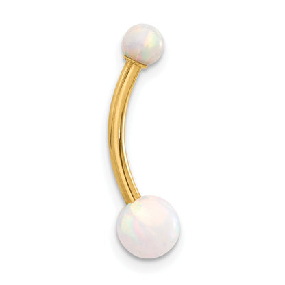 14K 14 Gauge Polished Lab Created Opal Navel/Belly Ring