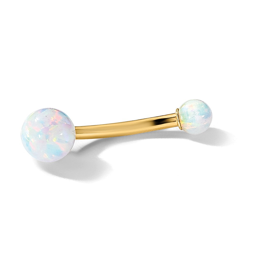 14K 14 Gauge Polished Lab Created Opal Navel/Belly Ring