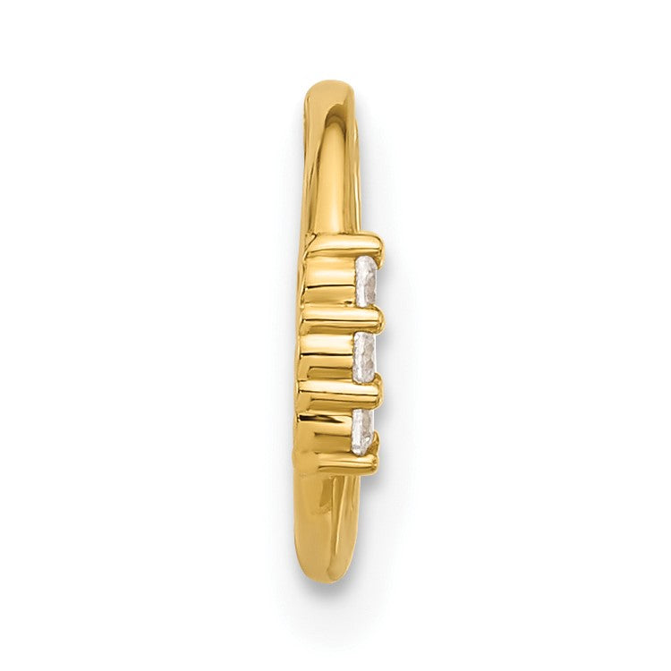 14K 16 Gauge Polished CZ Hinged Cartilage Ring
