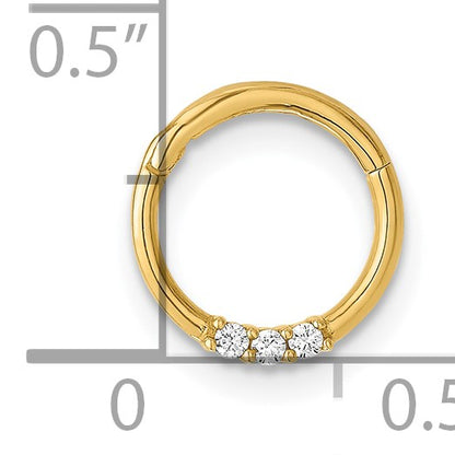 14K 16 Gauge Polished CZ Hinged Cartilage Ring