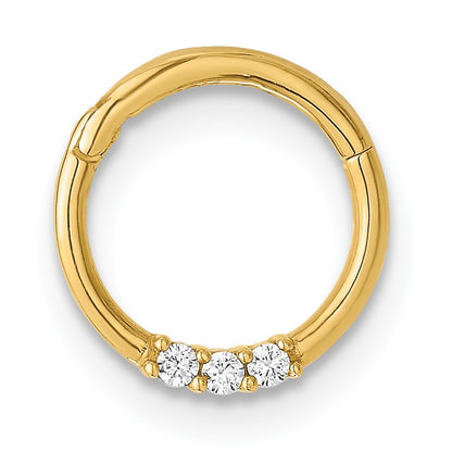 14K 16 Gauge Polished CZ Hinged Cartilage Ring
