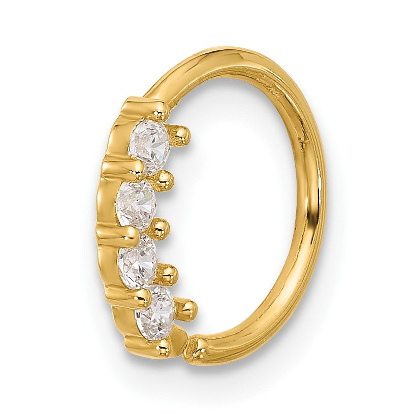 14K 18 Gauge Polished CZ Cartilage Ring