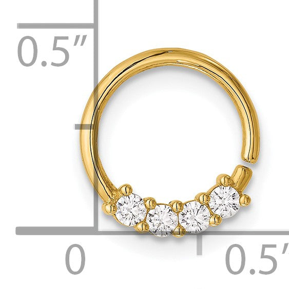 14K 18 Gauge Polished CZ Cartilage Ring