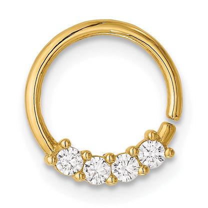 14K 18 Gauge Polished CZ Cartilage Ring