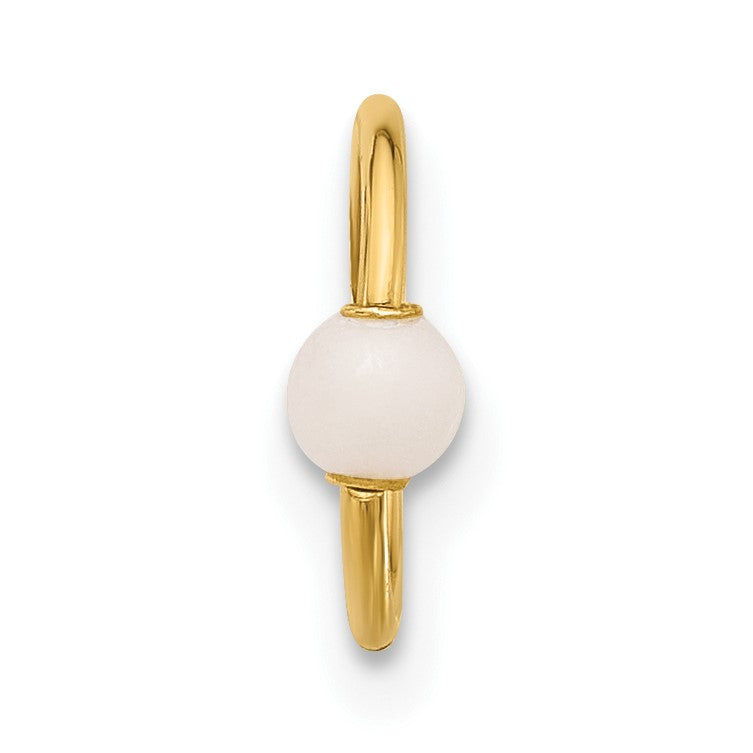 14K 18 Gauge Polished Imitation Pearl Cartilage Ring
