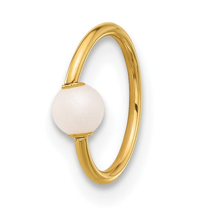 14K 18 Gauge Polished Imitation Pearl Cartilage Ring