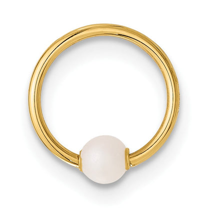 14K 18 Gauge Polished Imitation Pearl Cartilage Ring
