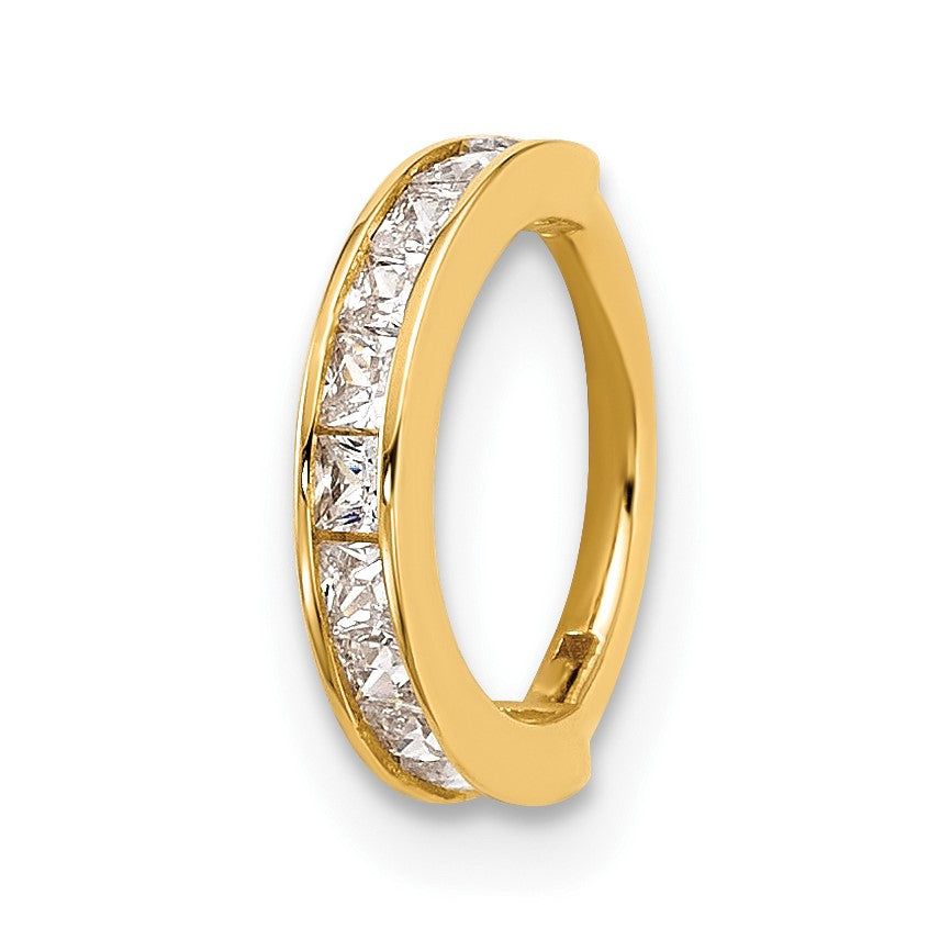 14k 18 Gauge Polished CZ Hinged Cartilage Ring