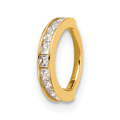 14k 18 Gauge Polished CZ Hinged Cartilage Ring