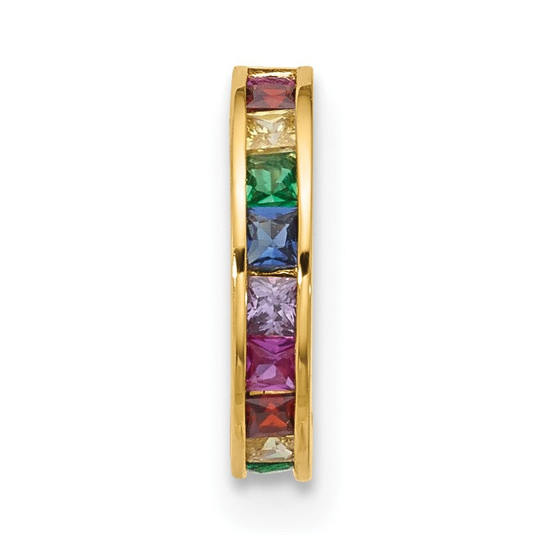 14k 16 Gauge Polished Rainbow CZ Hinged Cartilage Ring