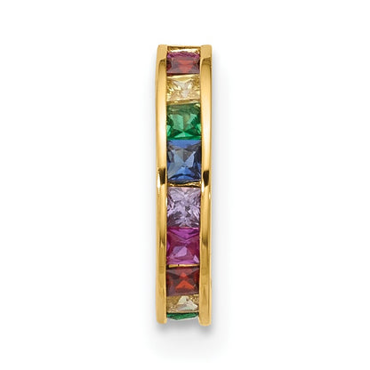 14k 16 Gauge Polished Rainbow CZ Hinged Cartilage Ring