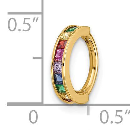 14k 16 Gauge Polished Rainbow CZ Hinged Cartilage Ring