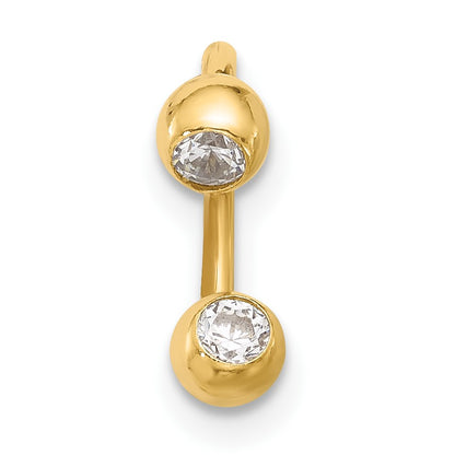 14k 16 Gauge Polished 4mm CZ Cartilage Ring
