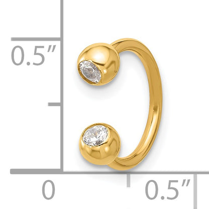 14k 16 Gauge Polished 4mm CZ Cartilage Ring