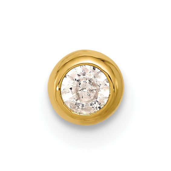 14k 18 Gauge Polished CZ Industrial Body Jewelry