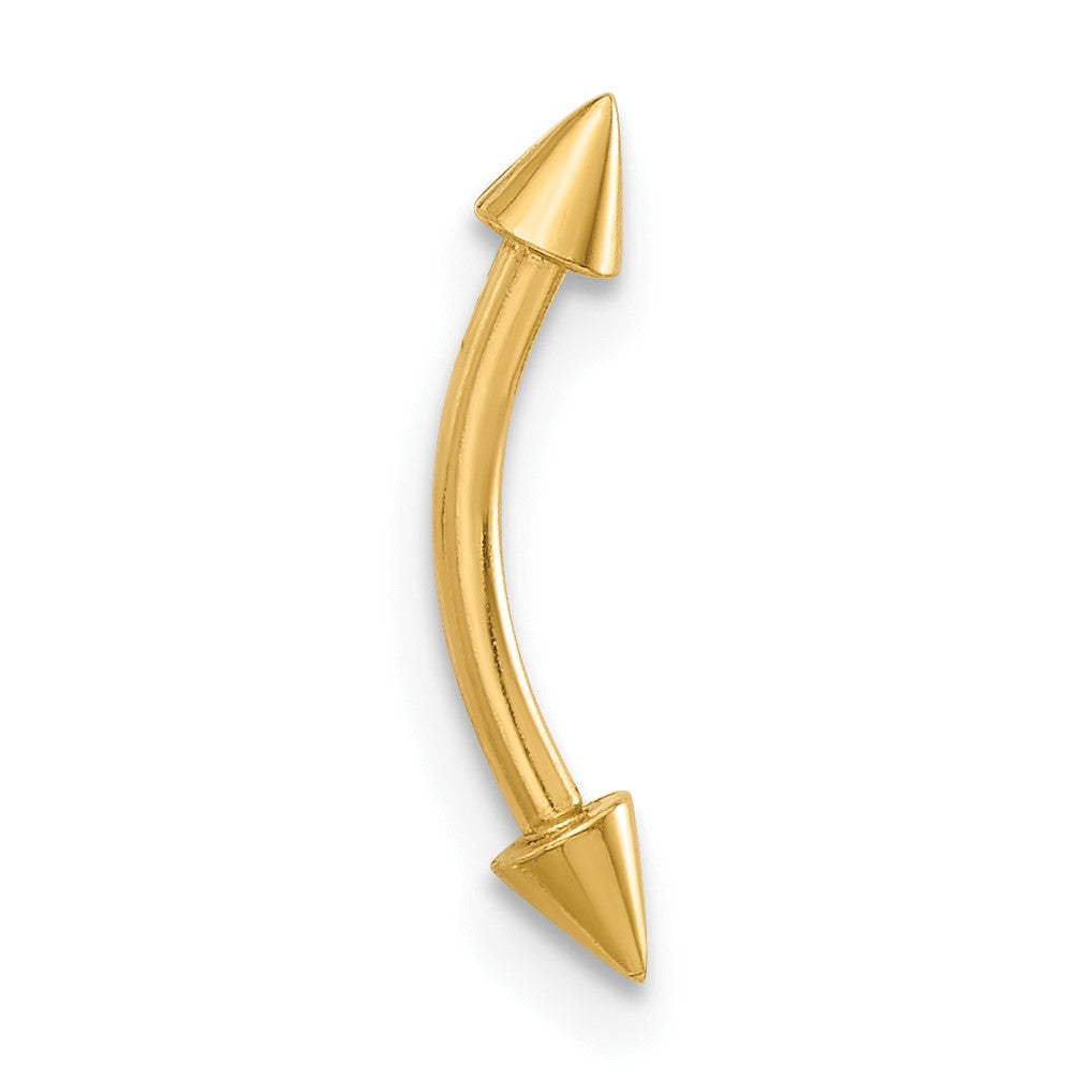14K 16 Gauge Polished Spiked Eyebrow Jewelry