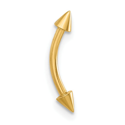 14K 16 Gauge Polished Spiked Eyebrow Jewelry