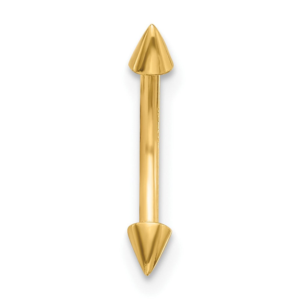 14K 16 Gauge Polished Spiked Eyebrow Jewelry