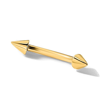 14K 16 Gauge Polished Spiked Eyebrow Jewelry