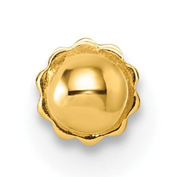 14K 16 Gauge Polished 3mm Ball Labret Stud