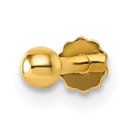 14K 16 Gauge Polished 3mm Ball Labret Stud