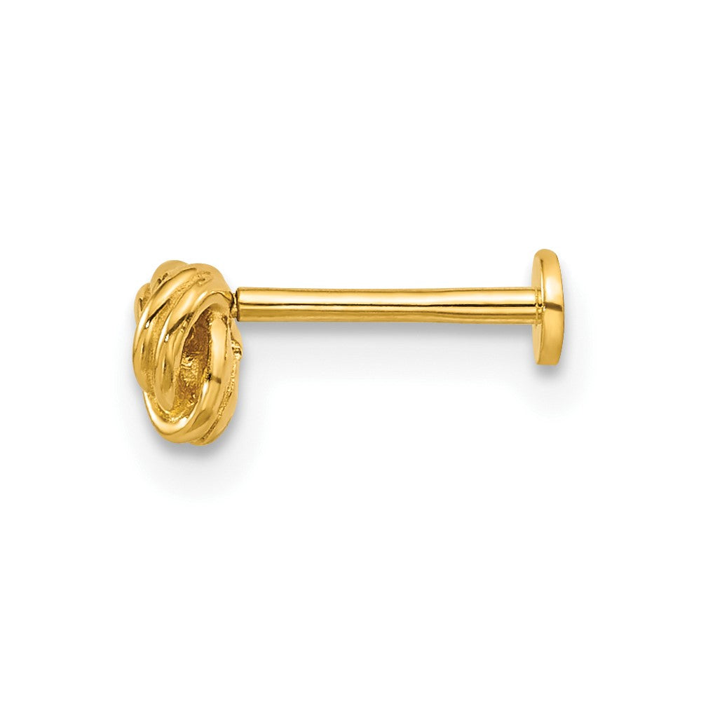 14k 18 Gauge Polished Love Knot Labret Stud