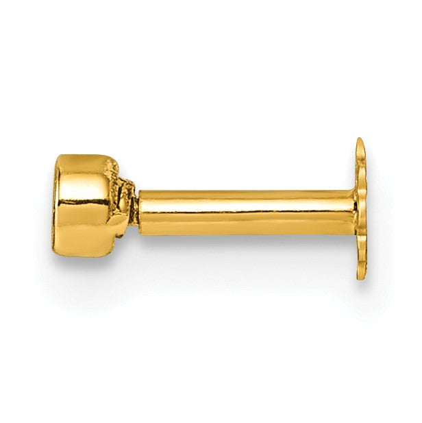 14K 16 Gauge Polished 2.8mm Round Bezel CZ Labret Stud