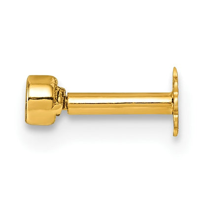 14K 16 Gauge Polished 2.8mm Round Bezel CZ Labret Stud