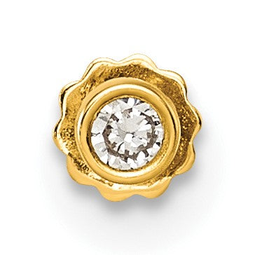 14K 16 Gauge Polished 2.8mm Round Bezel CZ Labret Stud