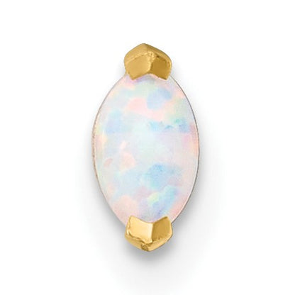14k 18 Gauge Polished Navette Lab Created Opal Labret Stud