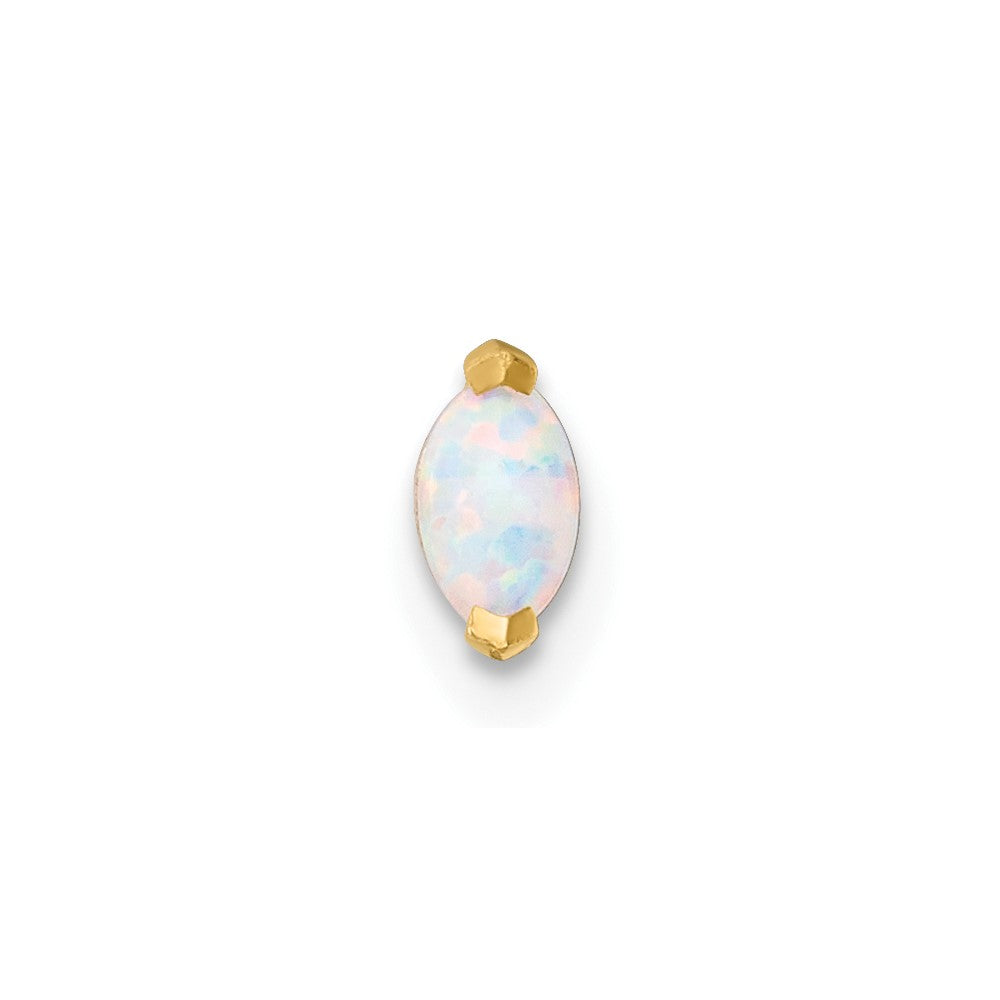 14k 18 Gauge Polished Navette Created Opal Labret Stud