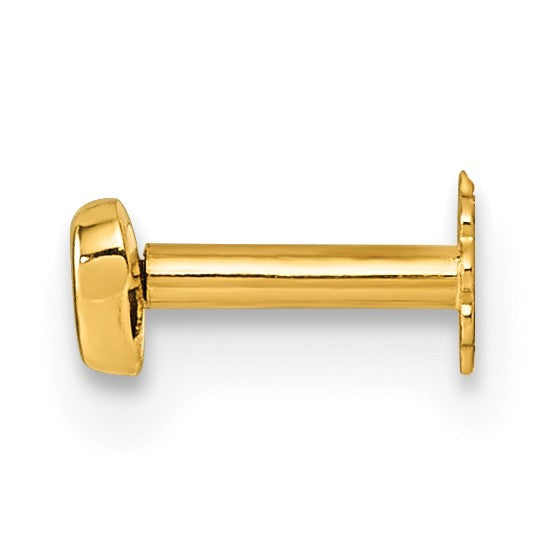 14K 16 Gauge Polished CZ Heart Labret Stud