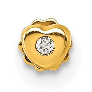 14K 16 Gauge Polished CZ Heart Labret Stud
