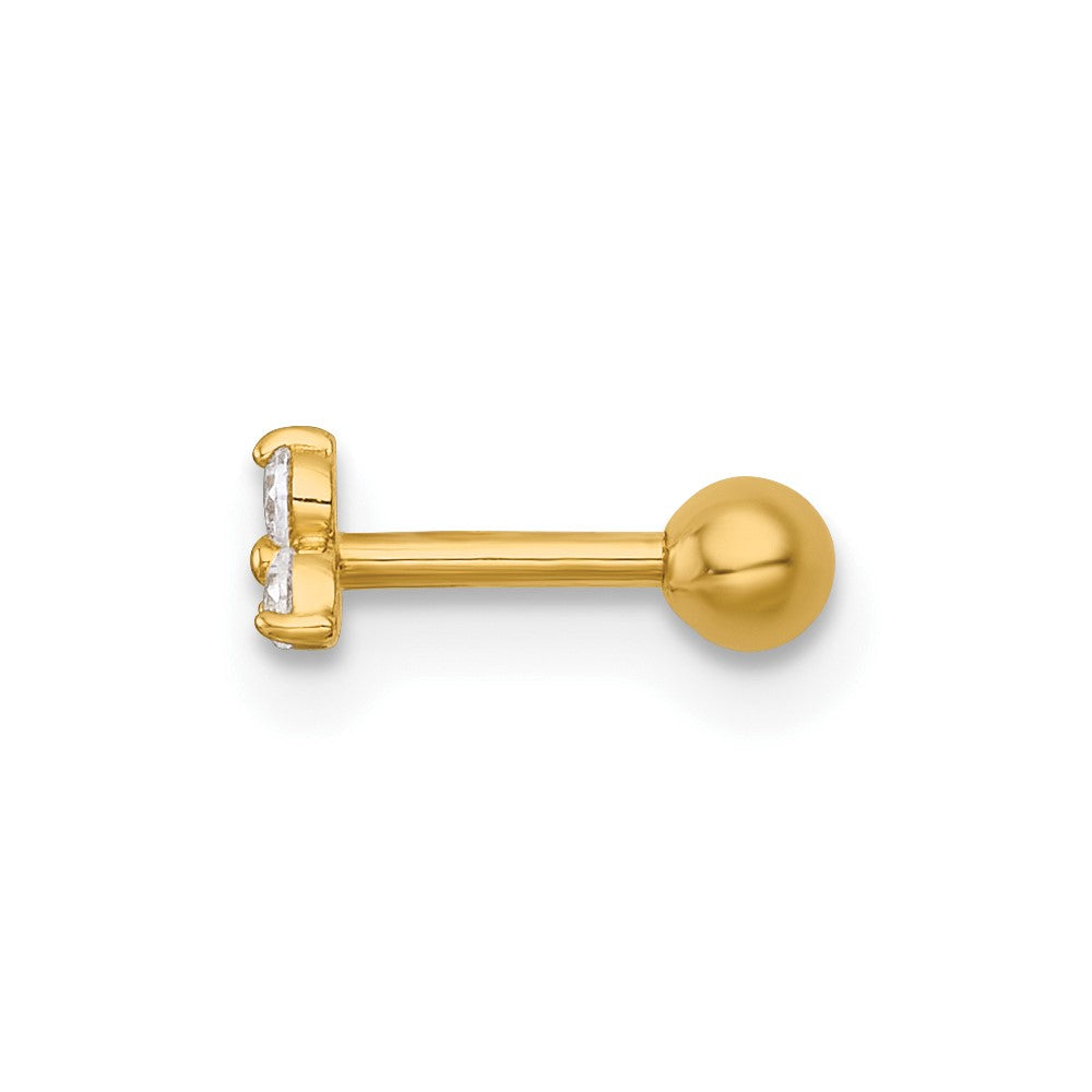 14k 18 Gauge Polished CZ Labret Stud