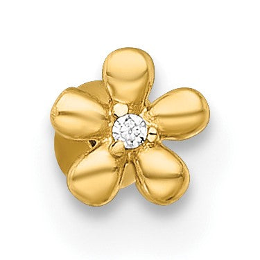 14k 18 Gauge Polished CZ Flower Labret Stud
