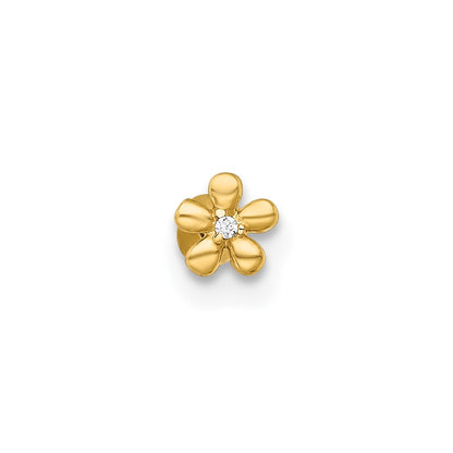 14k 18 Gauge Polished CZ Flower Labret Stud