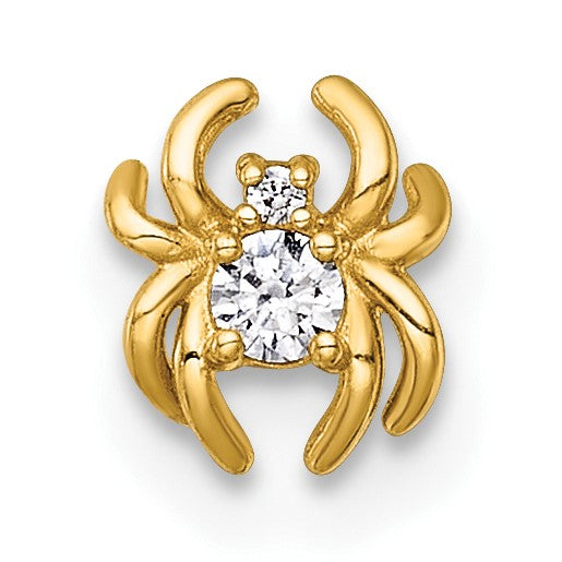 14k 16 Gauge Polished CZ Spider Labret Stud