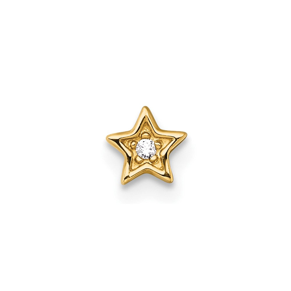 14k 18 Gauge Polished CZ Star Labret Stud