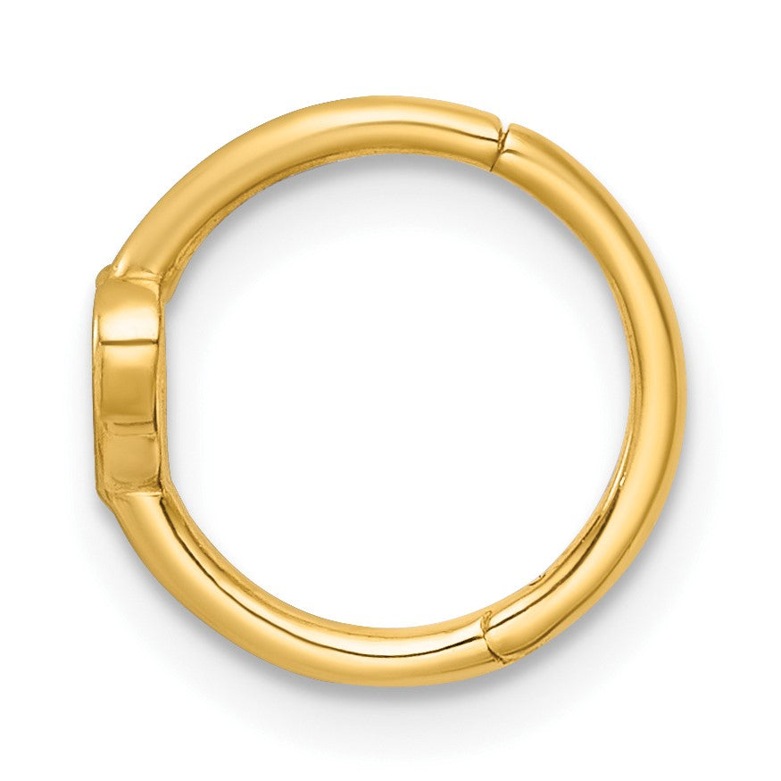 14k 16 Gauge Polished Open Heart 10.0mm Hinged Cartilage Ring