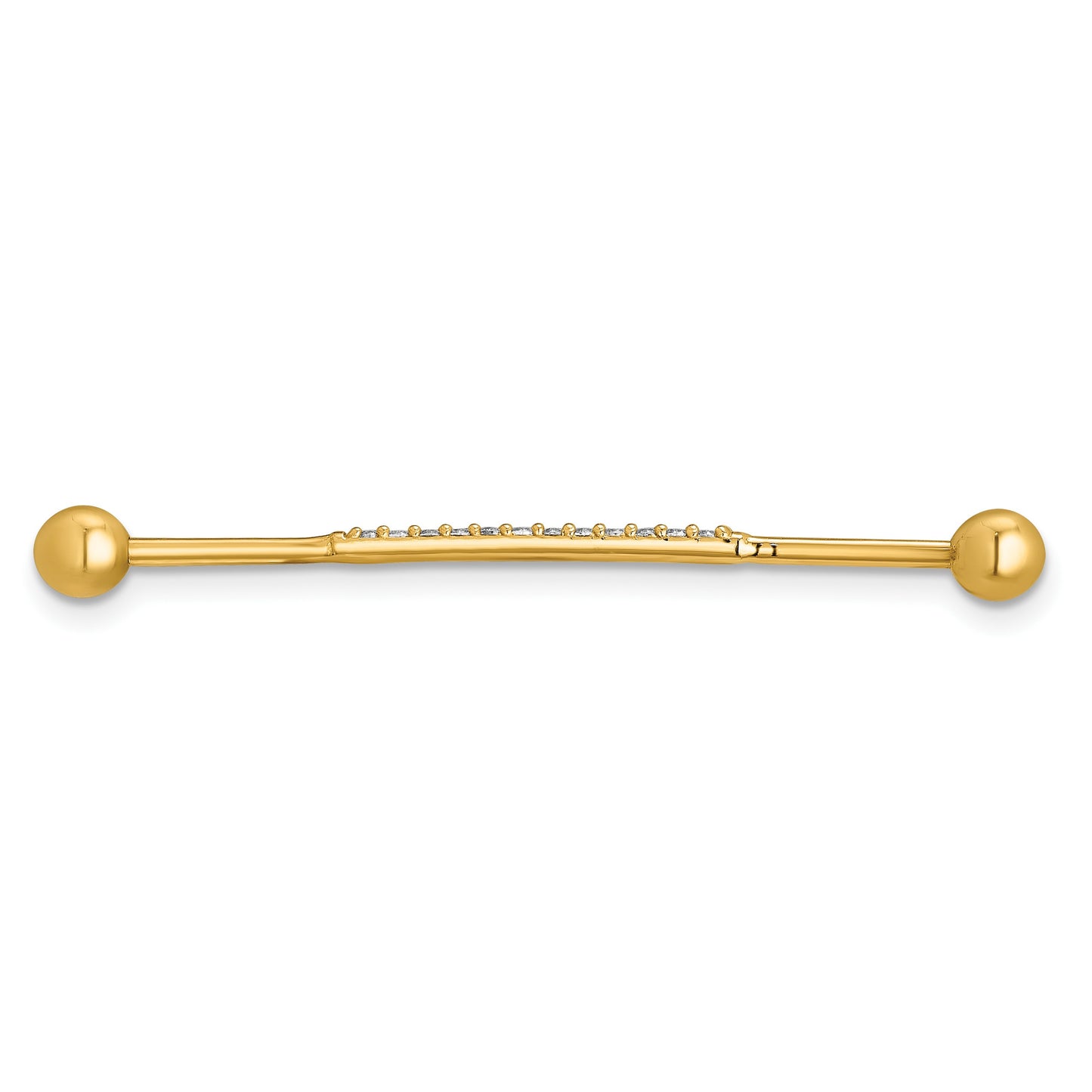 14k 16 Gauge Polished CZ Industrial Bar