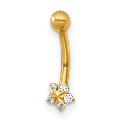 14k 16 Gauge Polished and Diamond-cut CZ Flower Eyebrow Jewelry