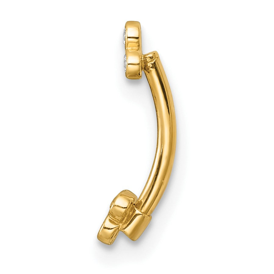 14k 16 Gauge Polished CZ Eyebrow Jewelry
