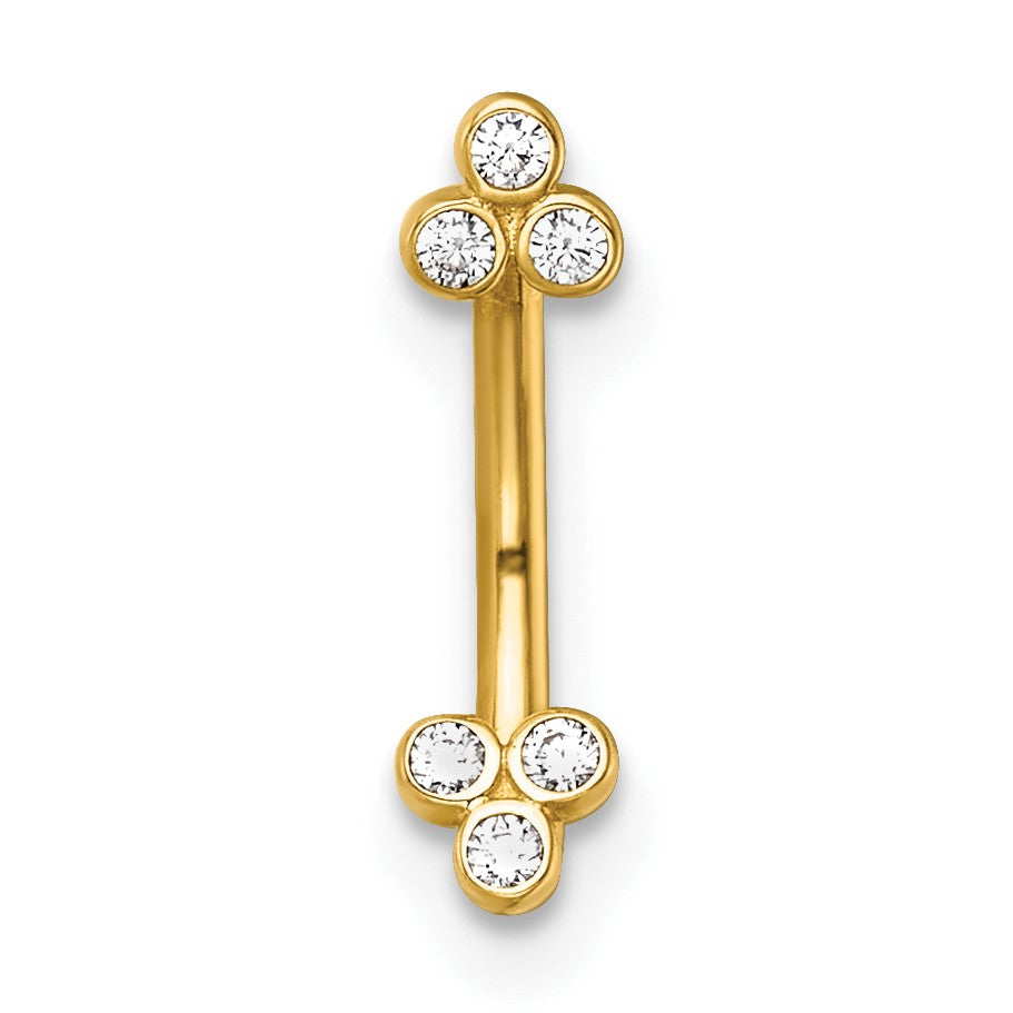 14k 16 Gauge Polished CZ Eyebrow Jewelry