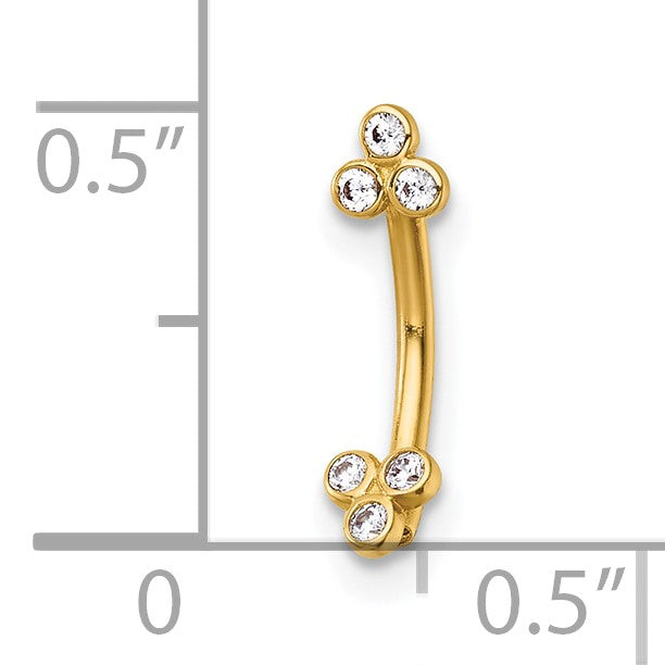 14k 16 Gauge Polished CZ Eyebrow Jewelry