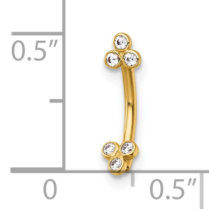 14k 16 Gauge Polished CZ Eyebrow Jewelry