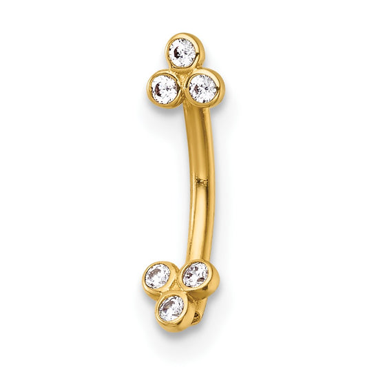 14k 16 Gauge Polished CZ Eyebrow Jewelry