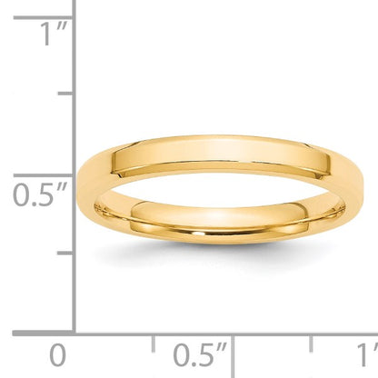 14k Yellow Gold 3mm Beveled Edge Comfort Fit Wedding Band Size 11.5