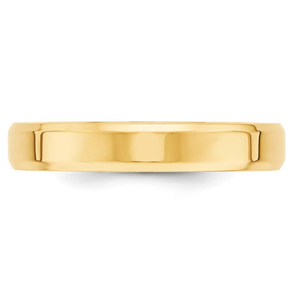 14k Yellow Gold 4mm Beveled Edge Comfort Fit Wedding Band Size 14